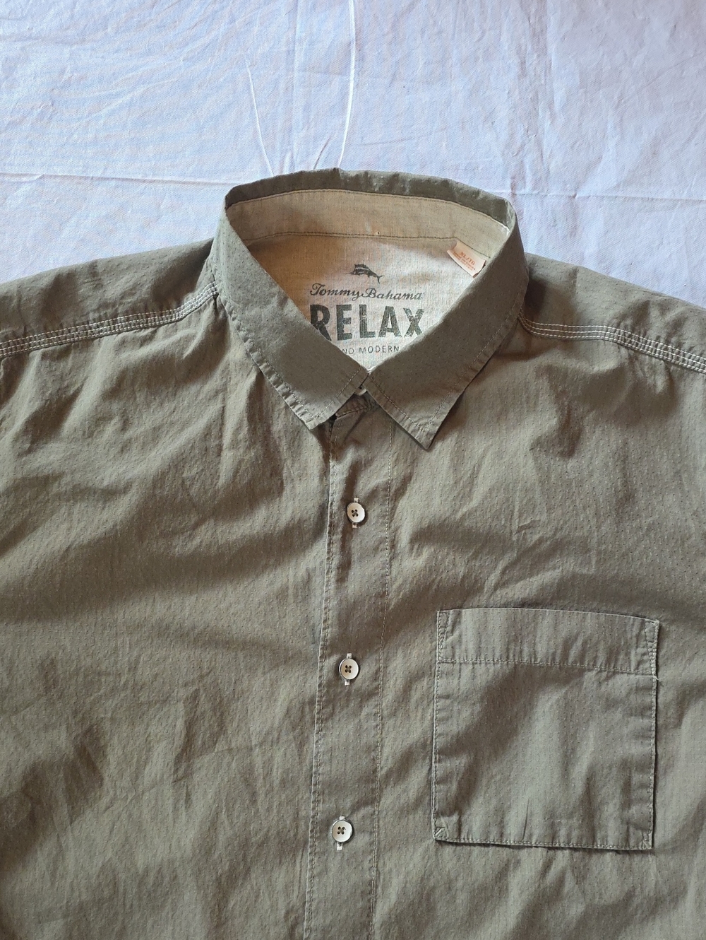 Tommy Bahama Men's Olive Green Relax Button-Down Camp Shirt XL